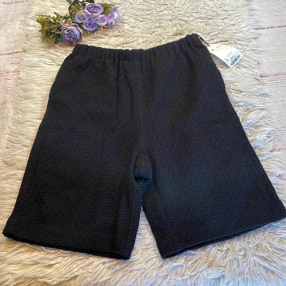 NWT Moussy Black Mesh Textured High Rise Bermuda Shorts